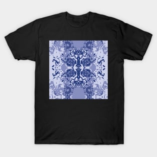 Complex Flower Pattern - Blue T-Shirt